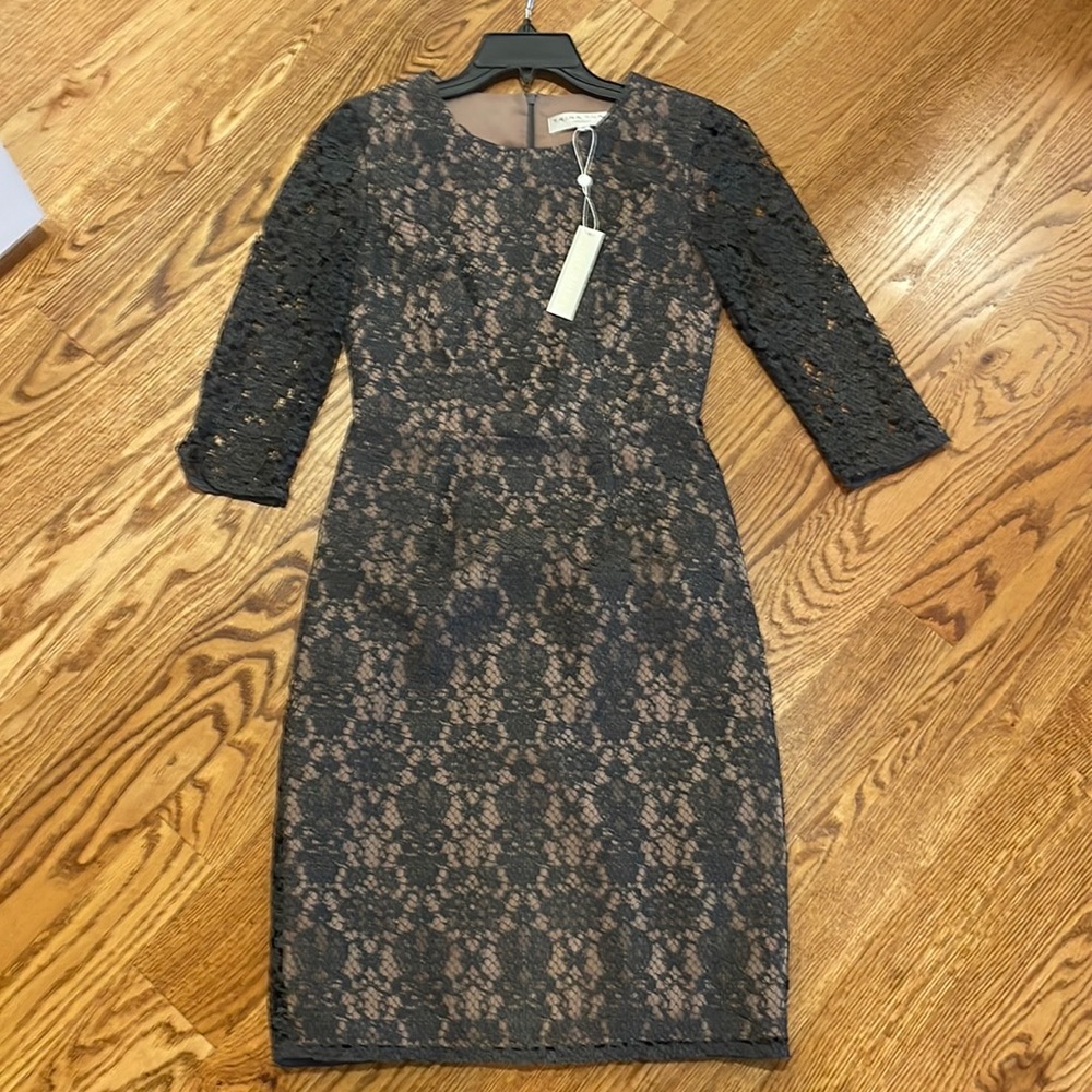 Tags on Trina Turk Grey Lace Sheath Dress size 2